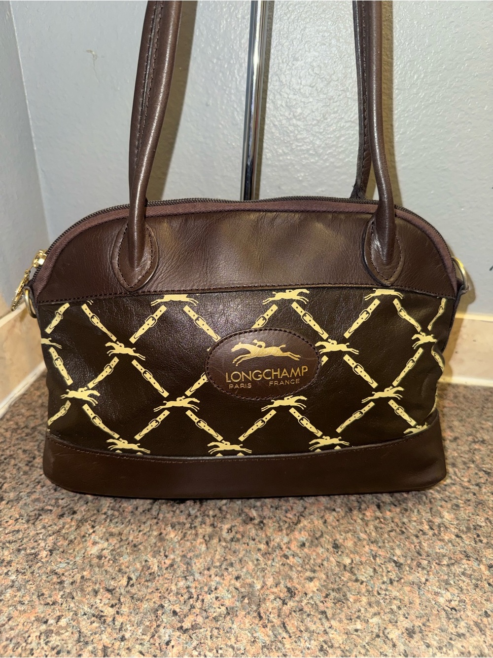 Longchamp Dark Brown Leather Shoulder Bag EUC - Picture 1 of 8